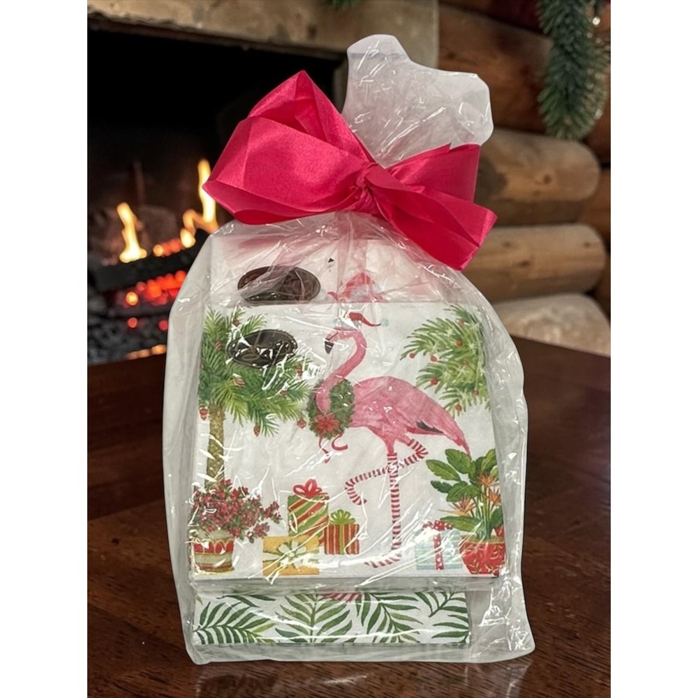 Caspari Christmas Flamingos Paper Napkins 30ct Pink New Tropical Holiday